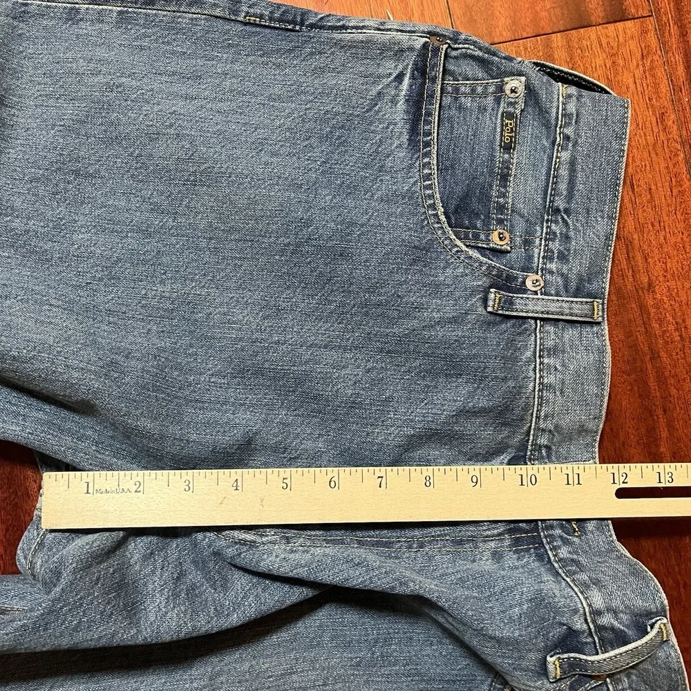 Polo Ralph Lauren Varick Slim Straight Jeans Mens 36x32 Blue Light Wash Denim